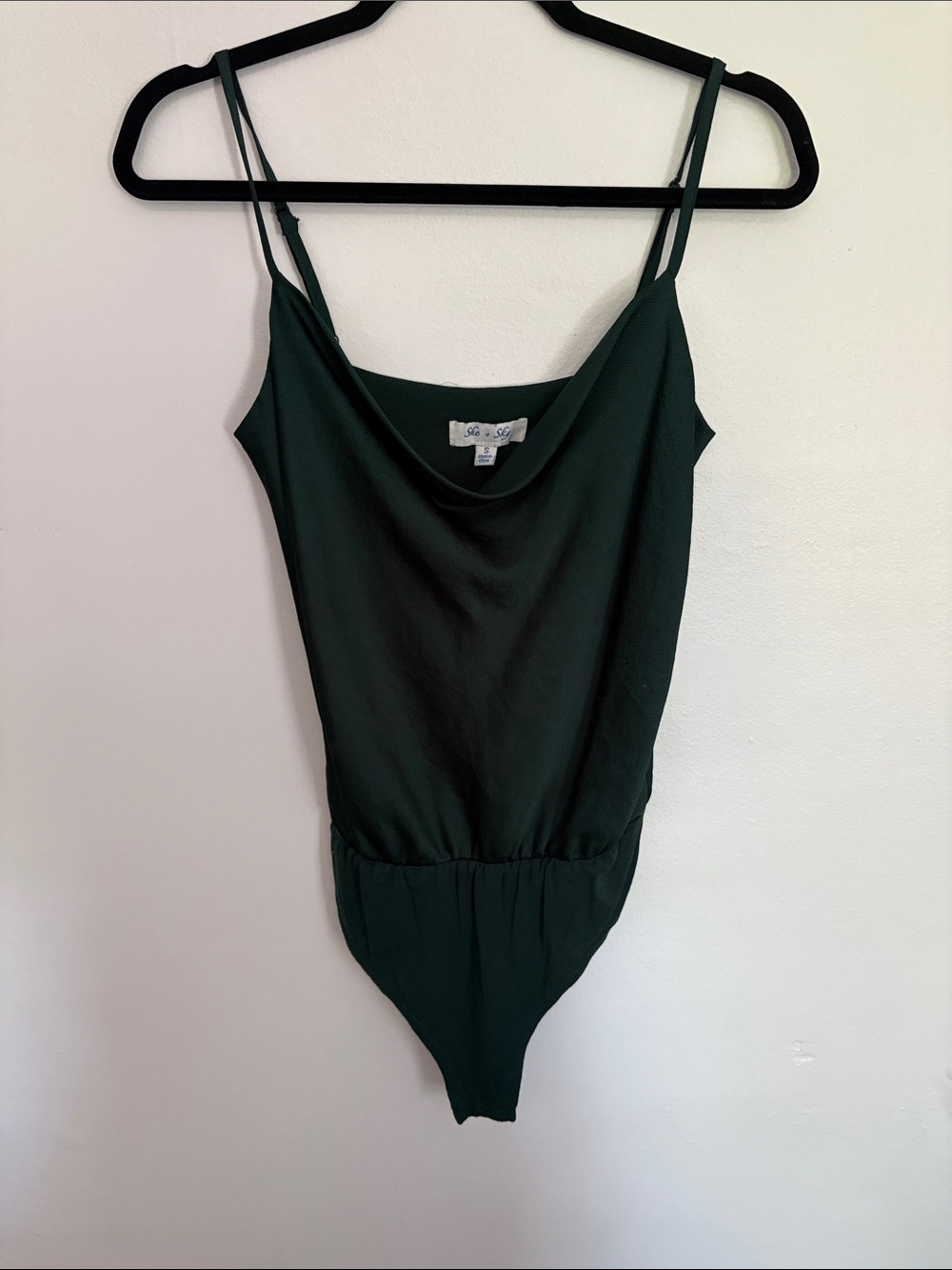 She + Sky Deep Green Cowl-Neck Top
